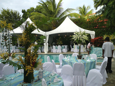 Poolside wedding at Plantation Beach Villas, Tobago